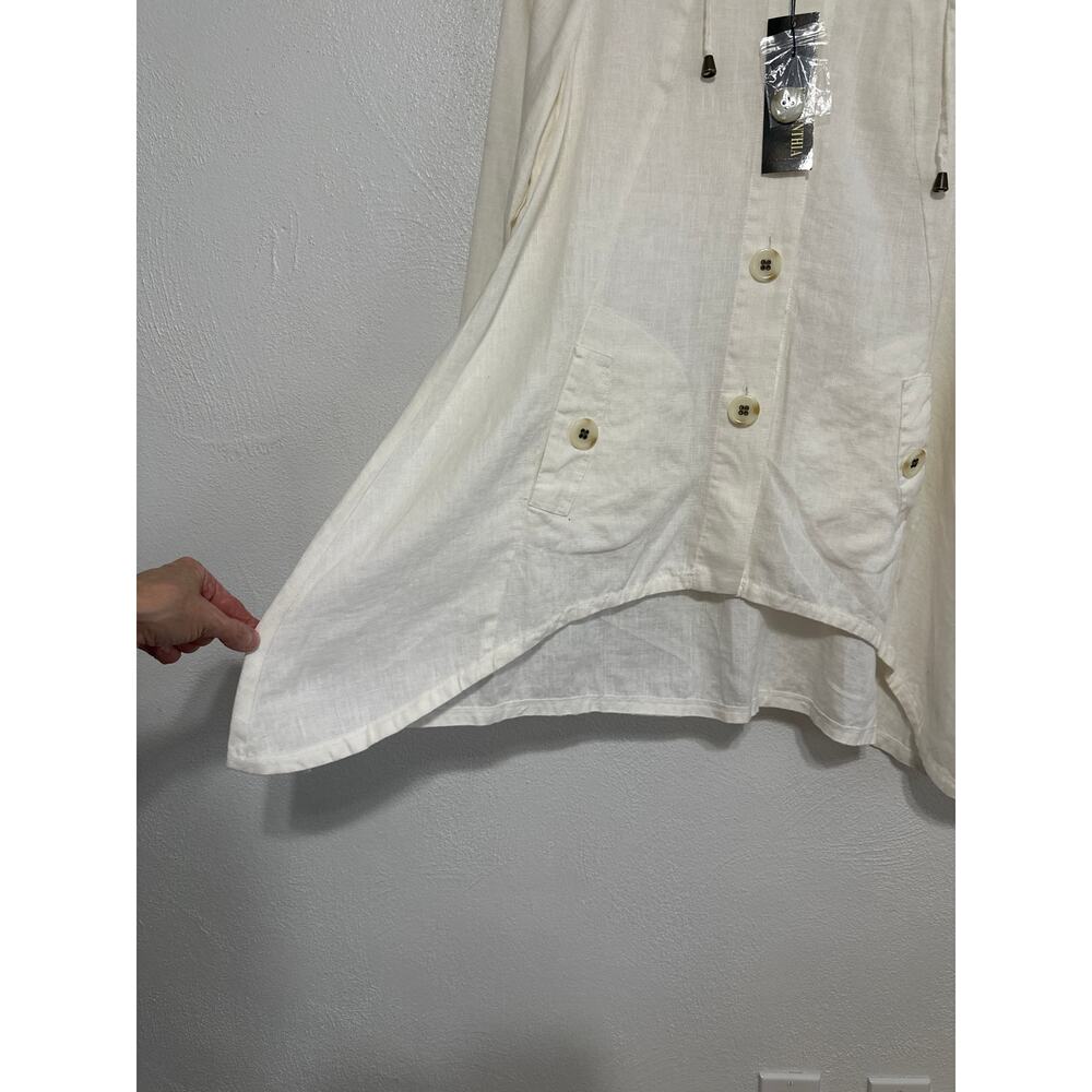 NWT For Cynthia Lagenlook Linen Hooded Shirt Jacket S Cream Luxury Minimalist - Picture 3 of 16